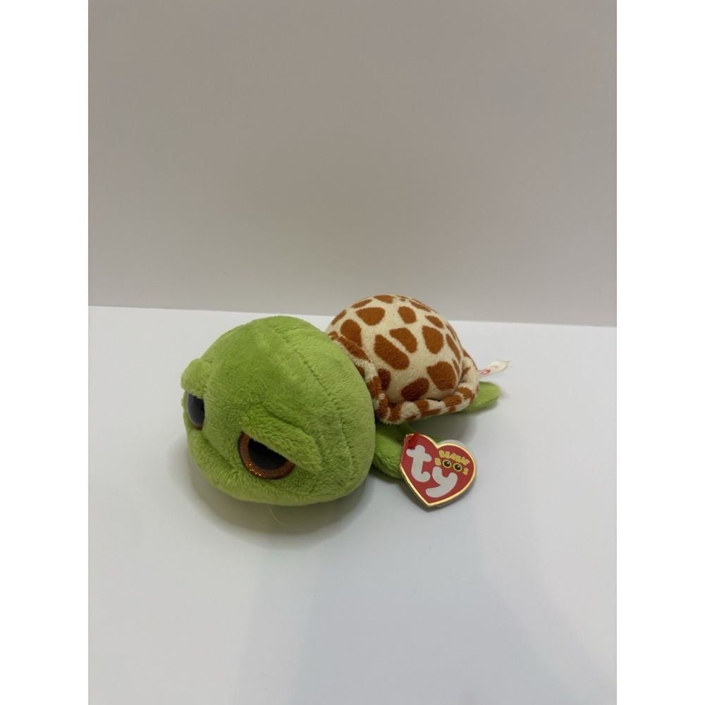 ZIPPY Green Sea Turtle Beanie Boo Plush With Gold‎ Sparkly Eyes w/tag